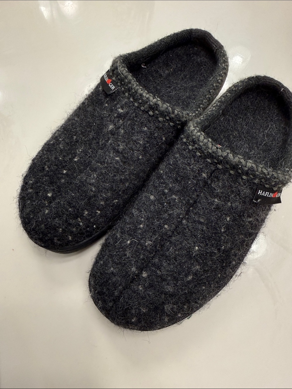Haflinger Dark Gray Wool Clog Slippers